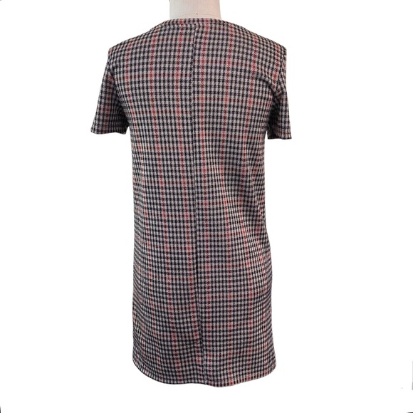 ZARA Womens Sheath Dress Houndstooth Front Pockets Size S Great for fall! 🍂🍁 - Picture 3 of 6